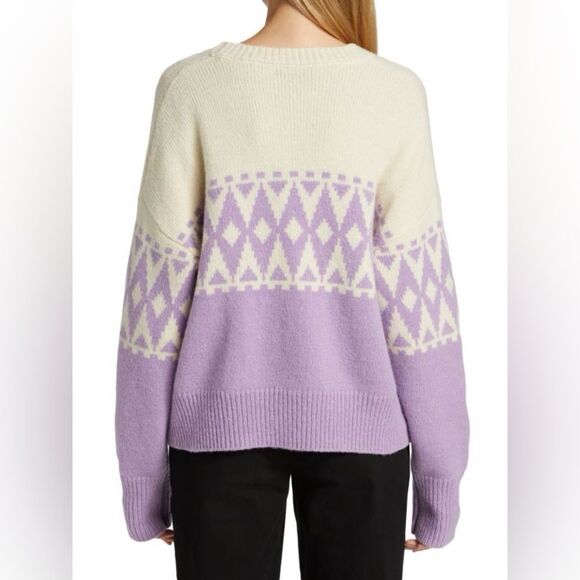 DEREK LAM 10 CROSBY Bonnie Fair Isle Cardigan Wool Blend Boxy Size XS - Picture 2 of 16